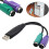 USB to PS/2 Adapter For Keyboard And Mouse, Chip Switch, KVM Scanning Devices Compatible, USB Bus-Powered 2