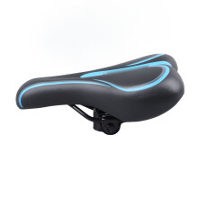 Stoßdämpfender Fahrrad-Sattel für Männer und Frauen, weiches PU, Stahlrahmen, Schwarz/Blau