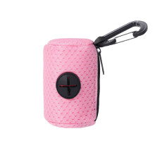 Dog Poop Bag Dispenser Portable Pink Mesh Material Holder For Dog Waste Bags Compatible With Standard Bags