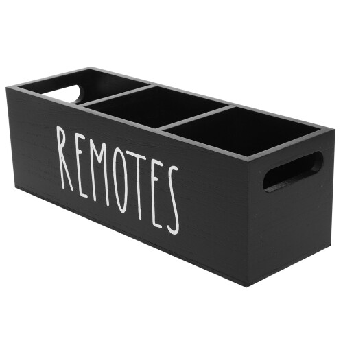 2Pcs Wooden Remote Control Holder With 3 Compartments 2