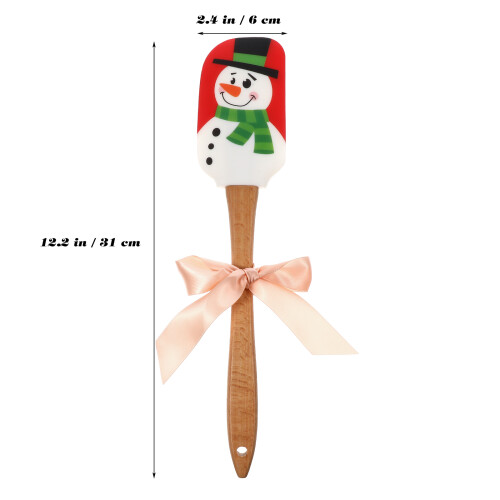 4 Pcs Christmas Silicone Spatula With Wooden Handle For Baking 1