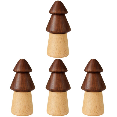 4Pcs Pine Wood Tree Shape Toothpick Holder For Household Use 1