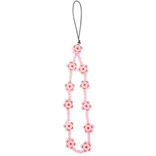 2Pcs Bead Phone Strap Flower Charm Wristlet 1
