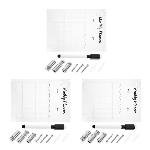 3 Sets Wall-Mounted Acrylic Memo Board Transparent Message Board 1