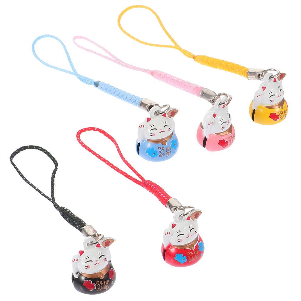 15 Pcs Fortune Cat Phone Chains Key Backpack Pendants Copper Bell 3363175231370