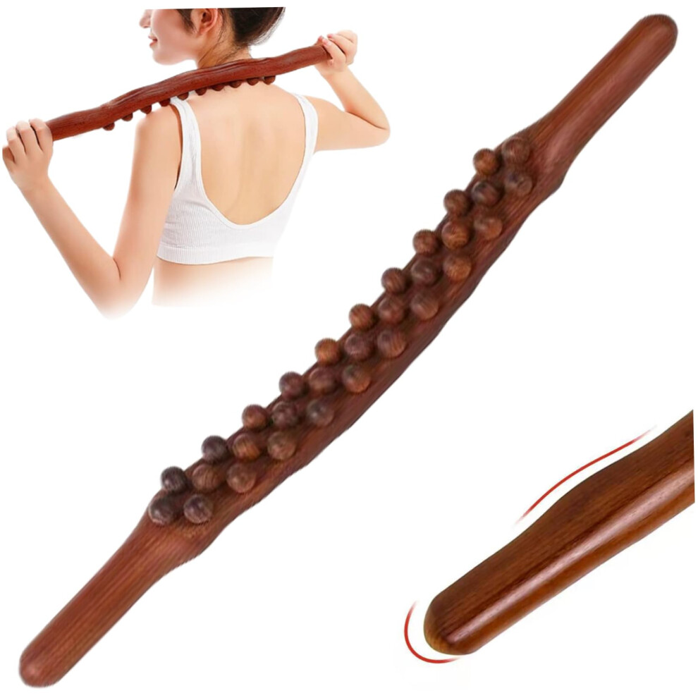 Wood Massage Tools 31-Beads Guasha Roller, 23-Inch Wooden Roller Lymphatic Drainage Massager For Body Shaping
