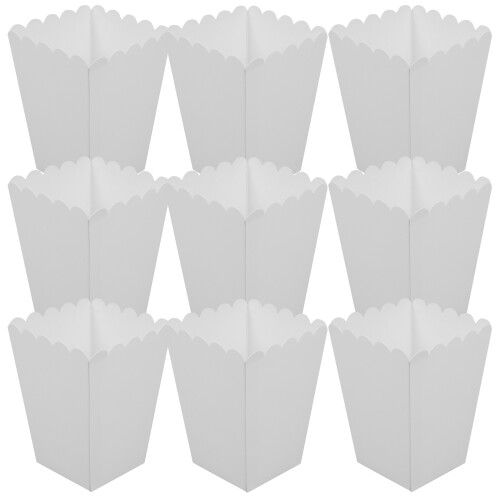 40 Pcs White Paper Popcorn Boxes Greaseproof Containers
