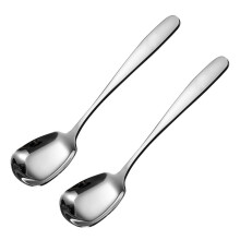 6 Pcs 304 Stainless Steel Thickened Square Soup Spoons S Silver