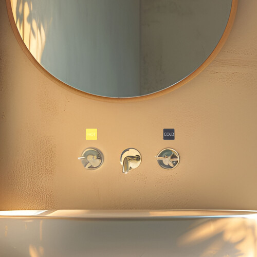 2Pcs Self Stick Acrylic Hot Cold Water Labels For Faucets Sinks 2