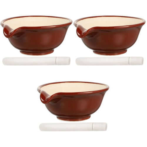 3 Sets Garlic Grinding Bowl Ceramic Medicine Grinder 2