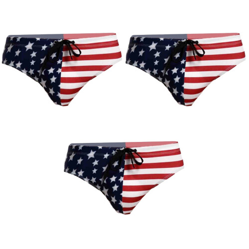 3Pcs Men Usa Flag Print Triangle Briefs Swimsuit 2