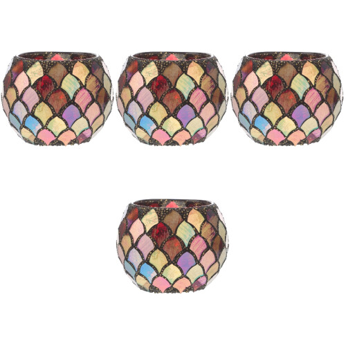 4Pcs Candle Tea Light Holder Mosaic Glass Home Decor 2
