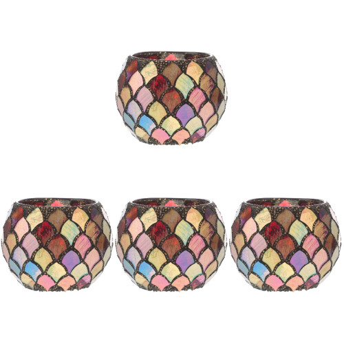 4Pcs Candle Tea Light Holder Mosaic Glass Home Decor 1