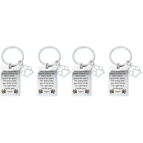 4 Pcs Pet Memorial Key Ring Dog Remembrance Pendant 2