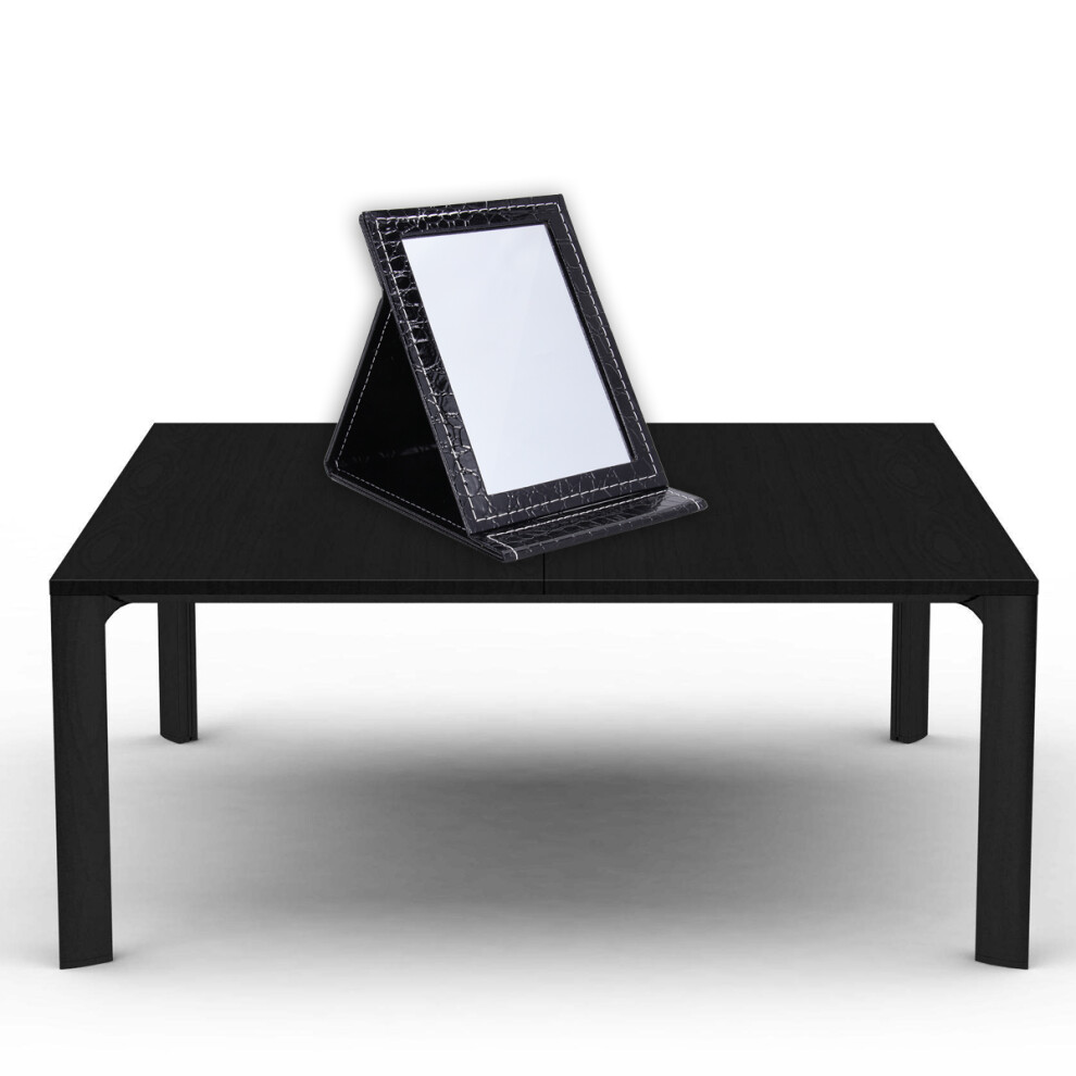 Villcase Light/Black Desktop Makeup Mirror Portable Pu Leather Foldable With Fill