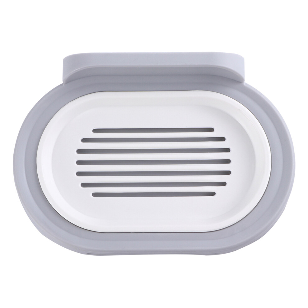 3Pcs Punch-Free Adhesive Drain Soap Box Grey Bathroom Rack-image-OPC-PKXNDQK-NEW