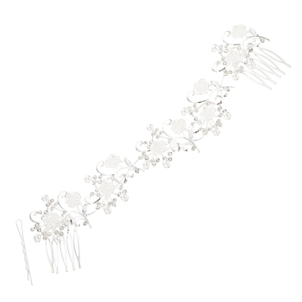 Vaguelly Unisex Silver 2 Pcs Novel Hairbrush Alloy Bridal Comb