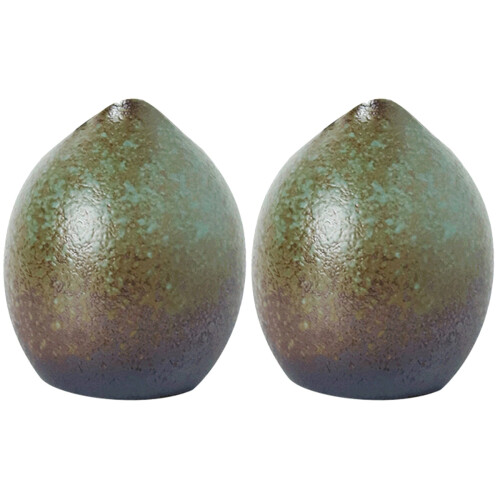 2Pcs Green Ceramic Bud Vase Decorative Tabletop Floral Centerpiece 2