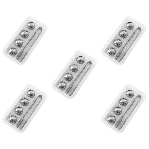 5 Sets Stainless Steel Reusable Ice Cubes With Clip 2