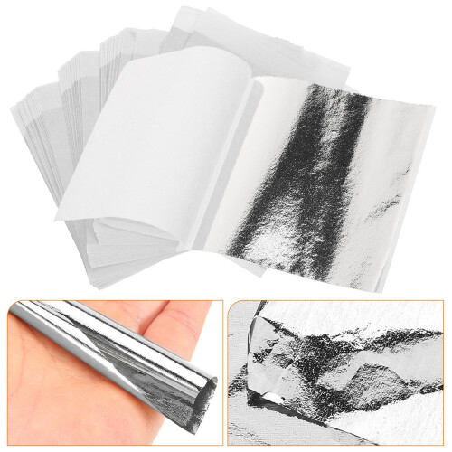 100 Sheets Metallic Foil Flakes Imitation Silver Diy Supplies 2