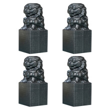 16 Pcs Chinese Style Wooden Lion Seal Stamps Ebony Office Use