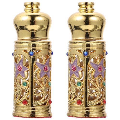 2Pcs Alloy Glass Middle Eastern Perfume Oil Bottle 1