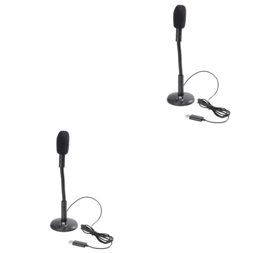 2 Sets Home Studio Usb Wired Condenser Microphone For Podcast (Black) 2