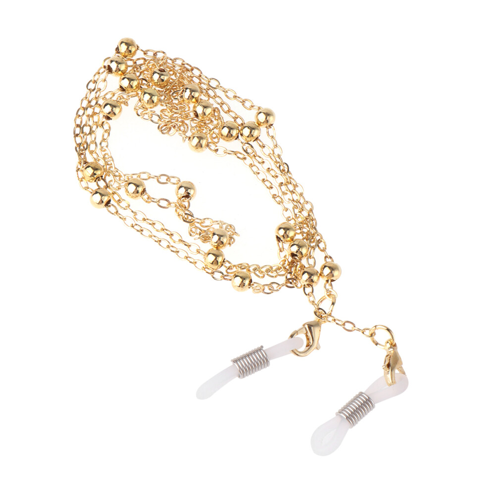 Happyyami Golden 4 Pcs Bead String Eyewear Chain Alloy Glasses Strap For Decor