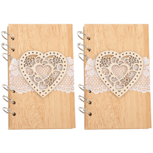 2Pcs Wooden Wedding Guest Book Sign Message Notebook 1