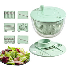 Salad Spinner Dryer Transparent Plastic Light Green Color Vegetable Dryer Slicer Kitchen Pump Spinner