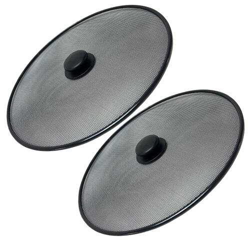 2Pcs Stainless Steel Frying Pan Splash Guard Mesh Lid 1