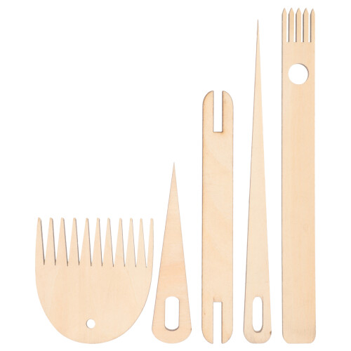 4 Sets Hand Stick Wooden Crochet Needle Weaving Comb 1