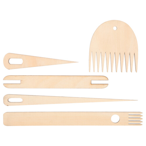 4 Sets Hand Stick Wooden Crochet Needle Weaving Comb 2
