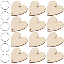 150 Pcs Heart Wooden Slices With 50 Iron Loops For Diy Calendar Decor