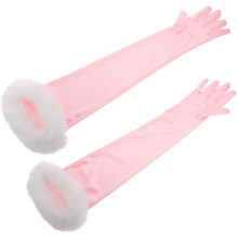 3 Pairs Long Bridal Gloves With Plush Trim For Women