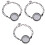 3Pcs Crystal Memory Locket Bracelet For Floating Charms Black 3