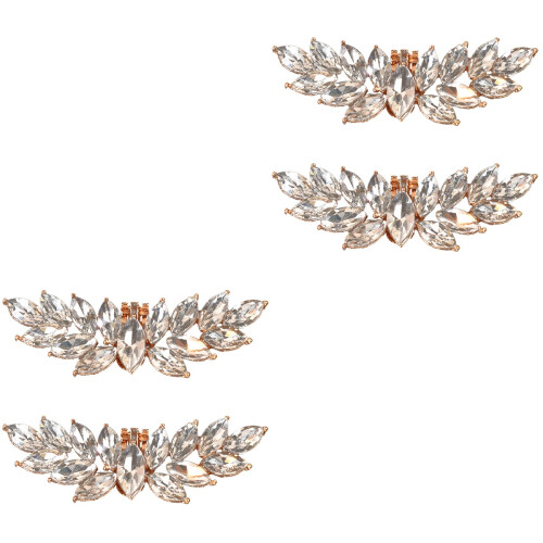2 Pairs Shiny Crystal Shoe Buckles For Wedding Decor 2