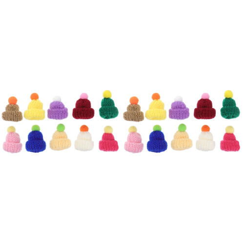 20 Pcs Knitted Hat Craft Accessories Mini Colorful Caps Decor 1