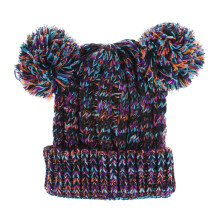 2Pcs Kids Knit Hat With Two Pompons For Winter Warmth (12)
