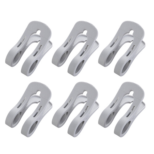 30 Pcs Windproof Clothes Clips Large Plastic Non-Slip Light Grey