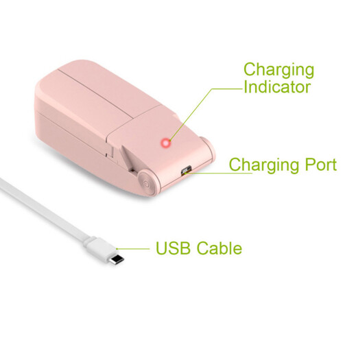 Double Headed Folding Mini USB Fan Pink, Portable 97g, 103x44x36mm 2