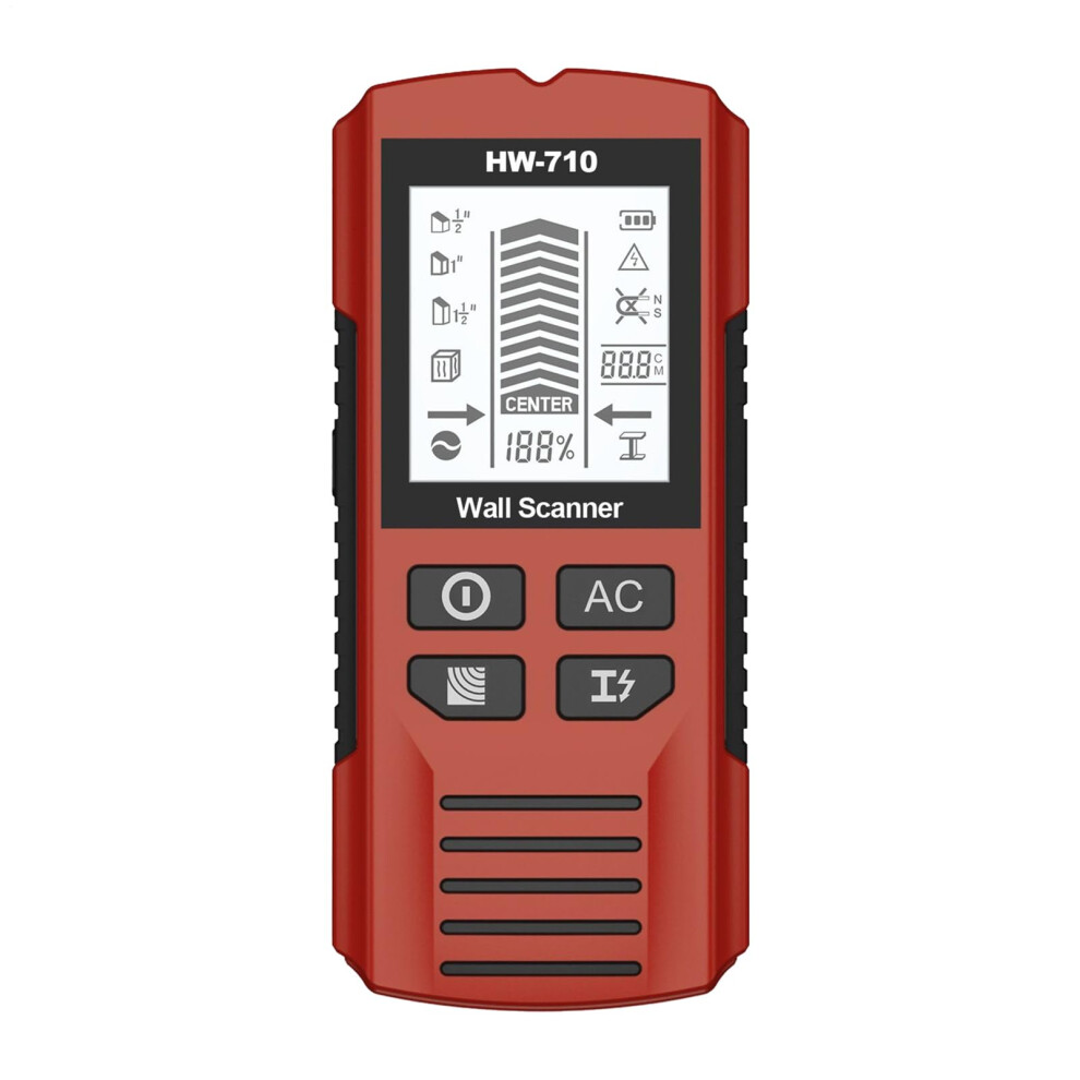 Handheld Metal Detector Wand With Lcd Display Audio Scanner High-Sensitivity Stud Finder 5.91 X 2.64 X 1.18 In Red 9393856134014