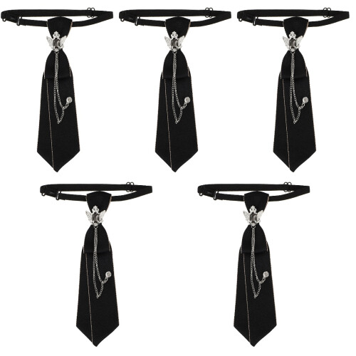 5Pcs Polyester Pre-Tie Necktie With Double-Head Eagle Charm 2