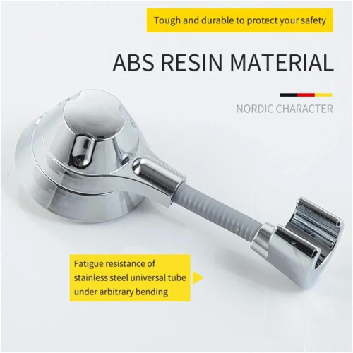 Shower Head Holder Suction Cup Adjustable Multi-Angle Rotation Punch-Free Silver Handheld And Fixed Shower Heads 2