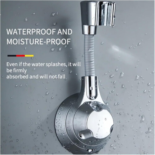 Shower Head Holder Suction Cup Adjustable Multi-Angle Rotation Punch-Free Silver Handheld And Fixed Shower Heads 1