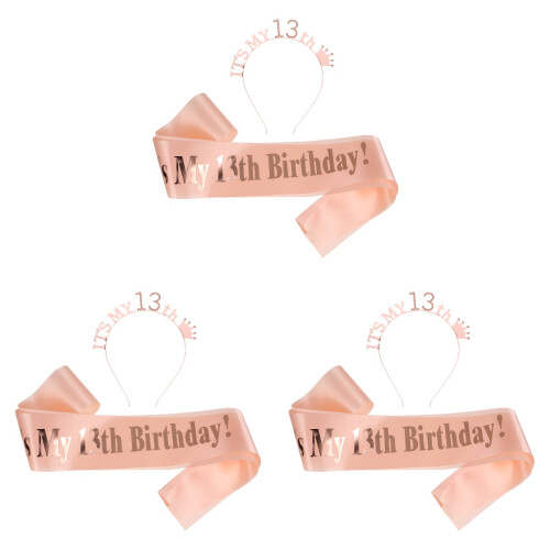 6 Pcs Birthday Party Shoulder Strap Crown Headband Sash Set 1