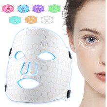 Led Face Mask Light Therapy, Flexible Silicone Light Therapy Mask with 7 Colors, Infrared Red Light Therapy Mask for Skin Tightening Anti-Aging