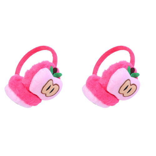 2Pcs Apple Designed Kids Thickened Plush Ear Muffs For Winter 1