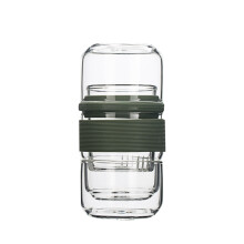 2 Pcs Portable Glass Tea Cup And Teapot Set For Travel Use Green