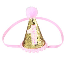3 Pcs Baby Birthday Hat Photo Prop With Glitter Golden For 1 Year Old